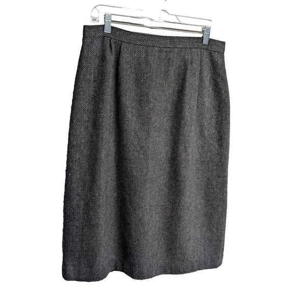Plus Women Skirt Wool Blend Mid-Length Lined Slit Chevron Back Zipper Waist 32" - Picture 1 of 9